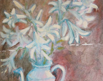 Vintage impressionist still life oil painting