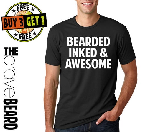 Bearded Inked and Awesome T-Shirt // Beard Shirt // Beard