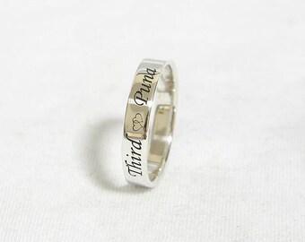 Stackable Name Ring, 3 mm Wide Personalized Stacking Rings, Name Ring, Stackable Ring, Personalized Ring, Mothers Ring, 925 Sterling Silver