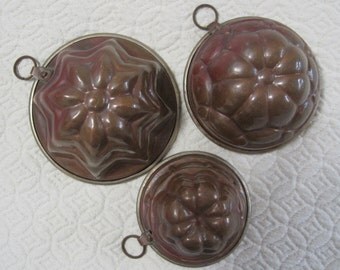 Copper Molds, Set of Three (3), Vintage