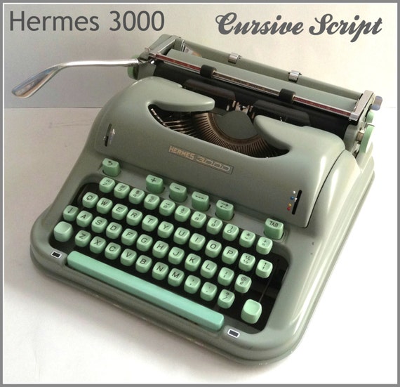 VIDEO Hermes 3000 Cursive Script Portable Manual Typewriter