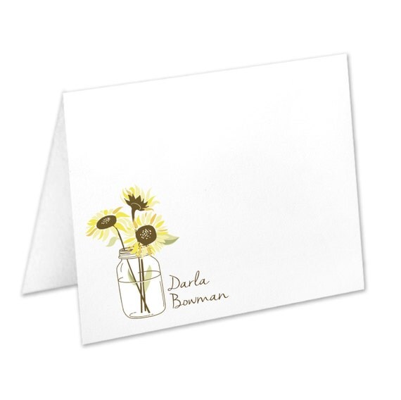 Personalized Sunflower Stationery Sunflower Note Cards