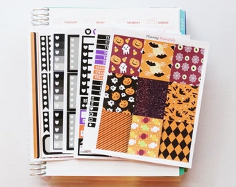 Half Off Stickers, Weekly Sticker Kit, Halloween Stickers, Halloween Weekly Stickers, Erin Condren Stickers, Halloween Sticker Set