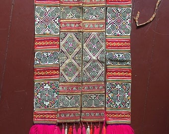 Vintage Hmong textile. Reverse appliqué, applique and embroidery. Skirt overlay panels