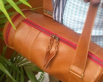 Womens Leather Barrel Handbag Quality Vintage