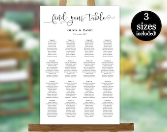 Wedding Seating Chart Template, Printable Seating Plan, Seating Chart Sign, Seating Board, PDF Instant Download, Editable Seating Poster