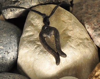 Danish Bog Oak Heart Pendant/Talisman - 5,000 Year Old Wood