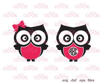 Owls SVG cut files, Owls Monogram Frame svg cut files for use with Silhouette, Cricut and other Vinyl Cutters, digital cut file