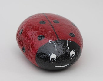 Hand Painted Ladybug Stone / Rock Art / Garden Stone / Yard