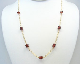 Garnet Rose Quartz and Cloisonne Necklace Gemstone Necklace