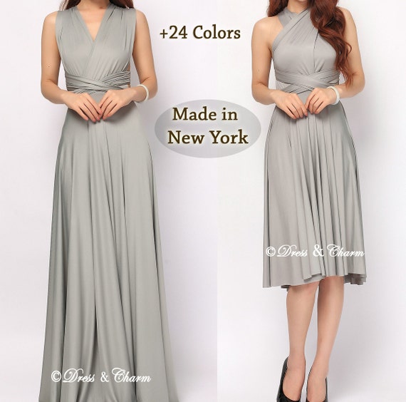 Silver Gray  Bridesmaid  dress  infinity dress  by 