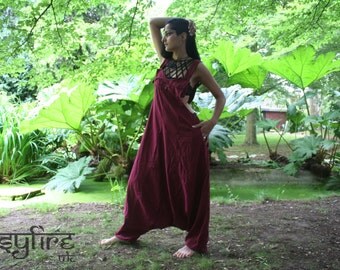 RED Harem Jumpsuit - Harem Pants, Festival Playsuit, Festival Dungarees, Hippie Overalls, Boho Romper, Ali Baba Trousers, Baggy Trousers
