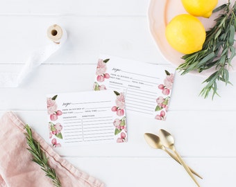 Printable Bridal Shower Recipe Card, Printable Recipe Cards, Bridal Party - Lana