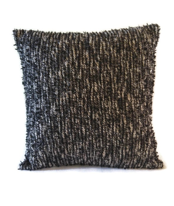 Black textured pillow cover / handmade black and white accent