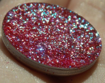 MYTH ~ red glitter eyeshadow, goth makeup, duochrome eyeshadow, pressed eyeshadow, pressed glitter makeup, cruelty free red eyeshadow