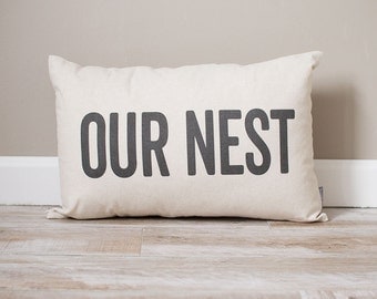Our Nest Pillow | Rustic Decor | Home Decor | Rustic Decor Ideas | Handmade Pillow | Personalized Pillow | Housewarming Gift