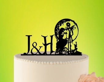 Wedding Cake Topper - jack and sally cake topper - jack sally wedding - wedding decor jack and sally - Wedding Cake Topper jack L2-01-003