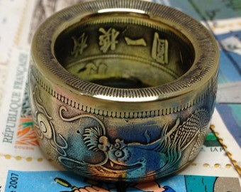 Chinese Year of the Dragon Coin Ring -- (Handmade)