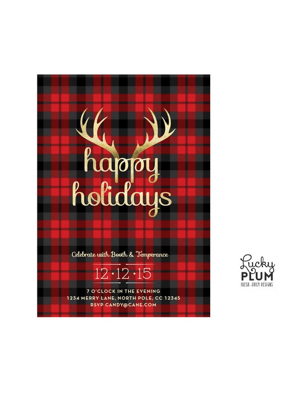 Plaid Christmas Invitations 8