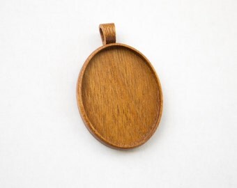 Large fine craftsmanship hardwood pendant blank - Mahogany - 36 x 46 mm - Oval - (A1c-M)