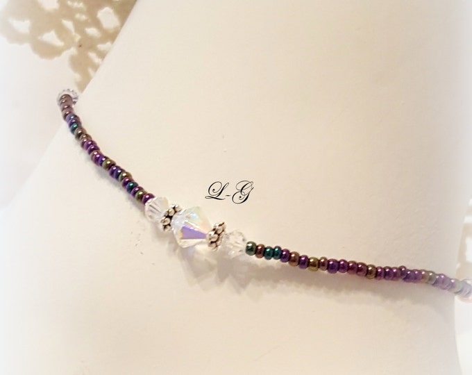 Rainbow Iris Crystal Anklet, Ladies Anklet, Bohemian Anklet, Ankle Bracelet
