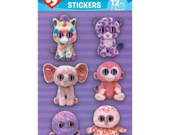 Beanie Boos Girl 3D Sticker Wiggle Eye 12/pkg • Beanie Boos TY Animal Sticker (BB0049S)