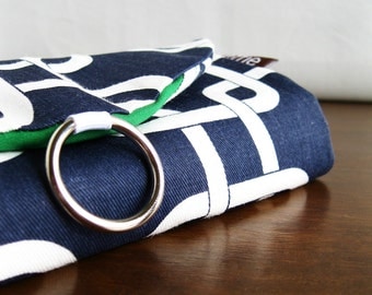 Jewelry Roll. Gifts for Travelers. Navy Links Travel Jewelry Organizer. Stud Earring Holder. Travel Gift.