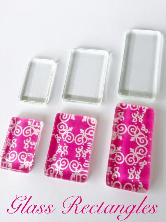 40 Small CRYSTAL CLEAR Textured Glass Tiles SMALL Rectangles