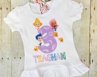 Bubble Guppies birthday shirt with name for boy or girl