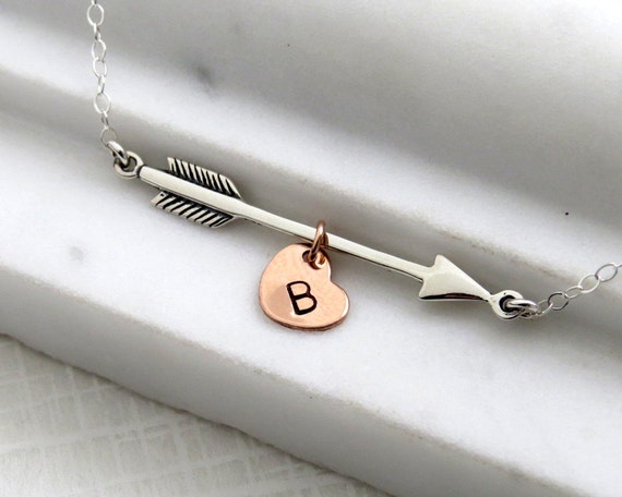 Arrow charm with a hand stamped heart