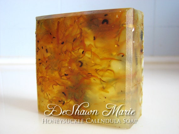 SOAP- Honeysuckle Calendula Soap- Handmade Soap - Vegan Soap - Glycerin Soap- Soap Gift - Mother's Day Gift - Birthday Gift - Wedding Favors