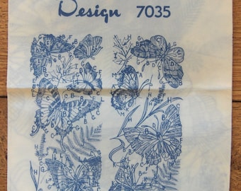 vintage 60s 70s embroidery transfer pattern 7035 BUTTERFLY PANELS uncut