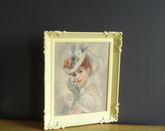 A Night Out - Vintage Lithograph of Woman in Ornate Frame - Strevens