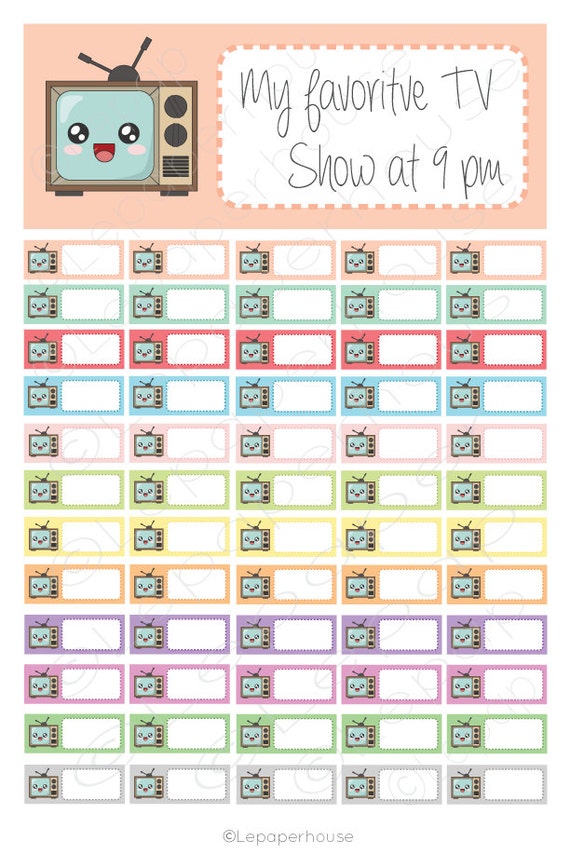 TV Show Tracker Printable StickersEC Planner Set Planner