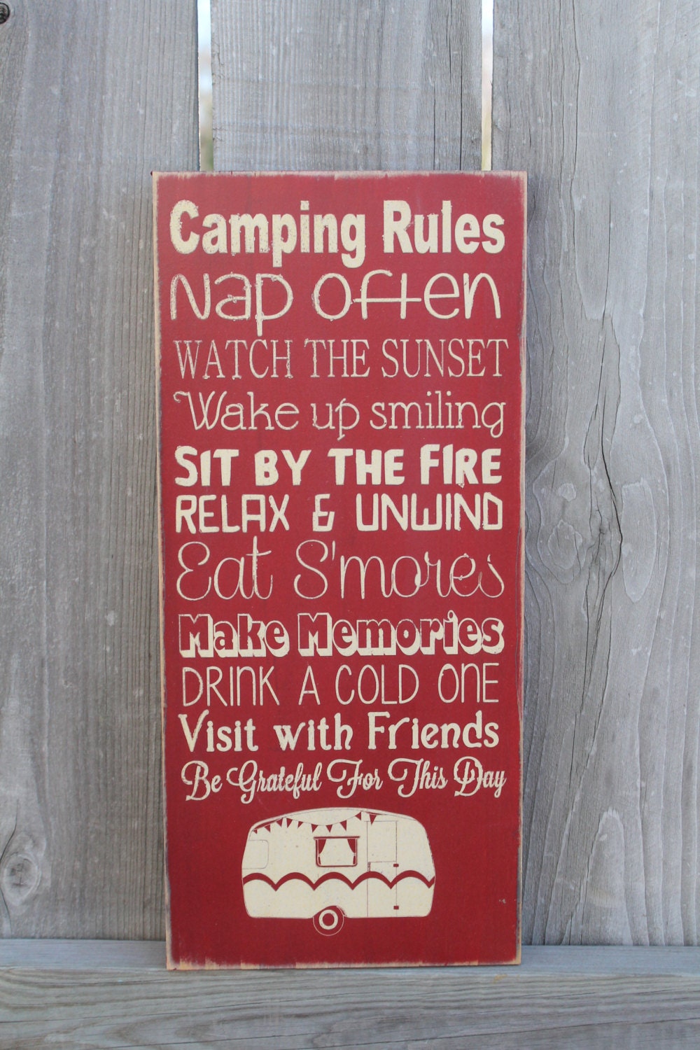 Camping Rules Sign rustic custom personalized for you by Wildoaks