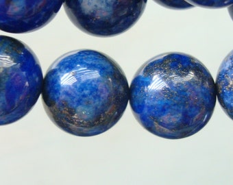 1/2 Strand, 12mm, Midnight Blue Lapis Lazuli Round Smooth Beads, B-0025