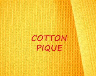 1 YARD, PIQUE, Marigold Yellow, Dobby Weave Craft or Fashion Fabric, Medium Weight Cotton, B6