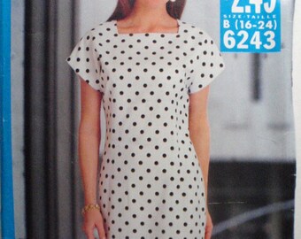 See and Sew Misses Easy Dress Pattern - Butterick 6243 - Sizes 16 - 24, Bust 38 - 46
