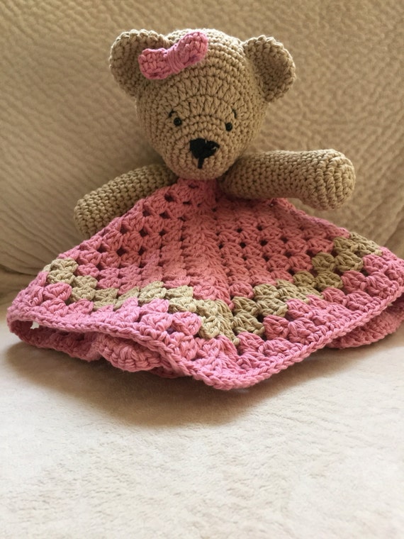 crochet bear lovey blanket