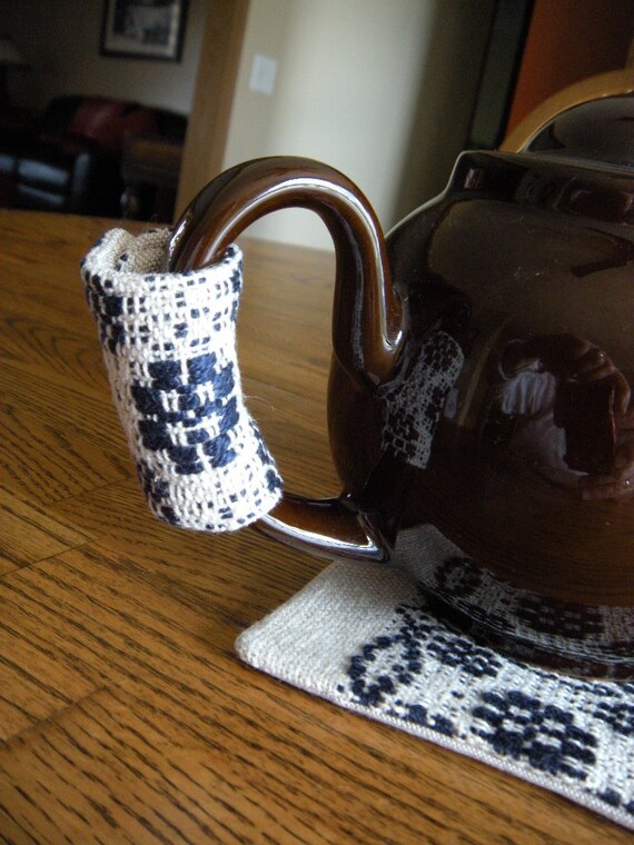 Teapot Handle Cover Handwoven Teapot Handle Cozy and Trivet