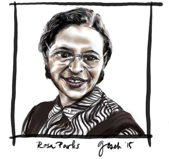 Rosa Parks A4 Fine Art Portrait Drawing Print