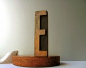 Vintage Letterpress Letter E Printers Block Large E Initial Wood Type Industrial Stamp Wooden Big E Alphabet Name Graphics Home Office Decor