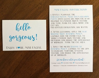 Rodan + Fields Mini Facial Instructional Cards