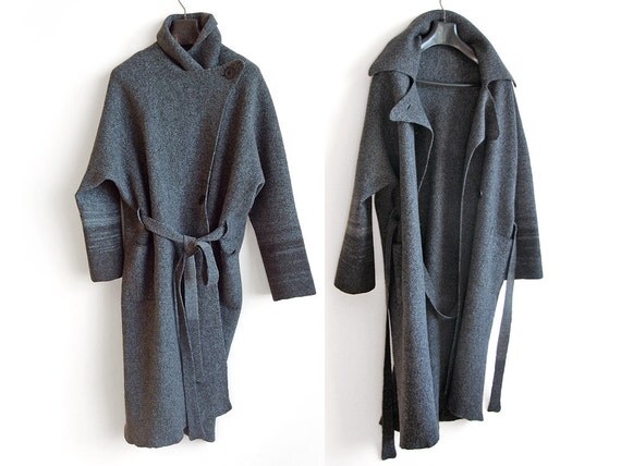 Women's Oversized Coat Gray Felt Coat Women Long Wool