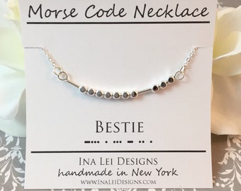 BESTIE Best Friend Morse Code Necklace, Friendship Necklace, Best Friend Necklace, Gift Best Friend, Bestie Gift, BFF Necklace