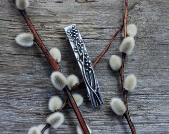 Pussy Willow pewter hair barrette