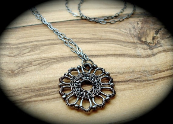 Wire Wrapped Necklace Flower Necklace Pretty Jewellery