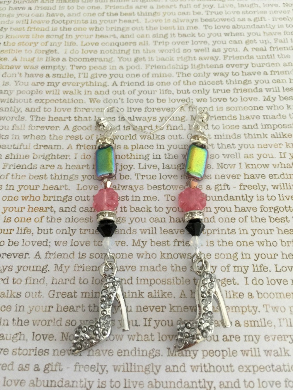 High Heel Shoe Earrings Made With Czech Beads In Pink and