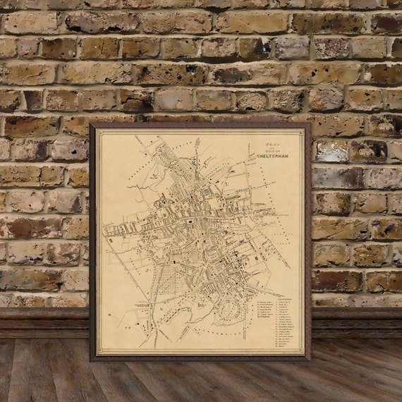 Cheltenham map Old city map print Fine giclee reproduction