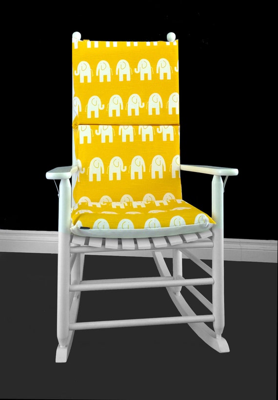 White Elephants Nursery Rocking Chair Cushion